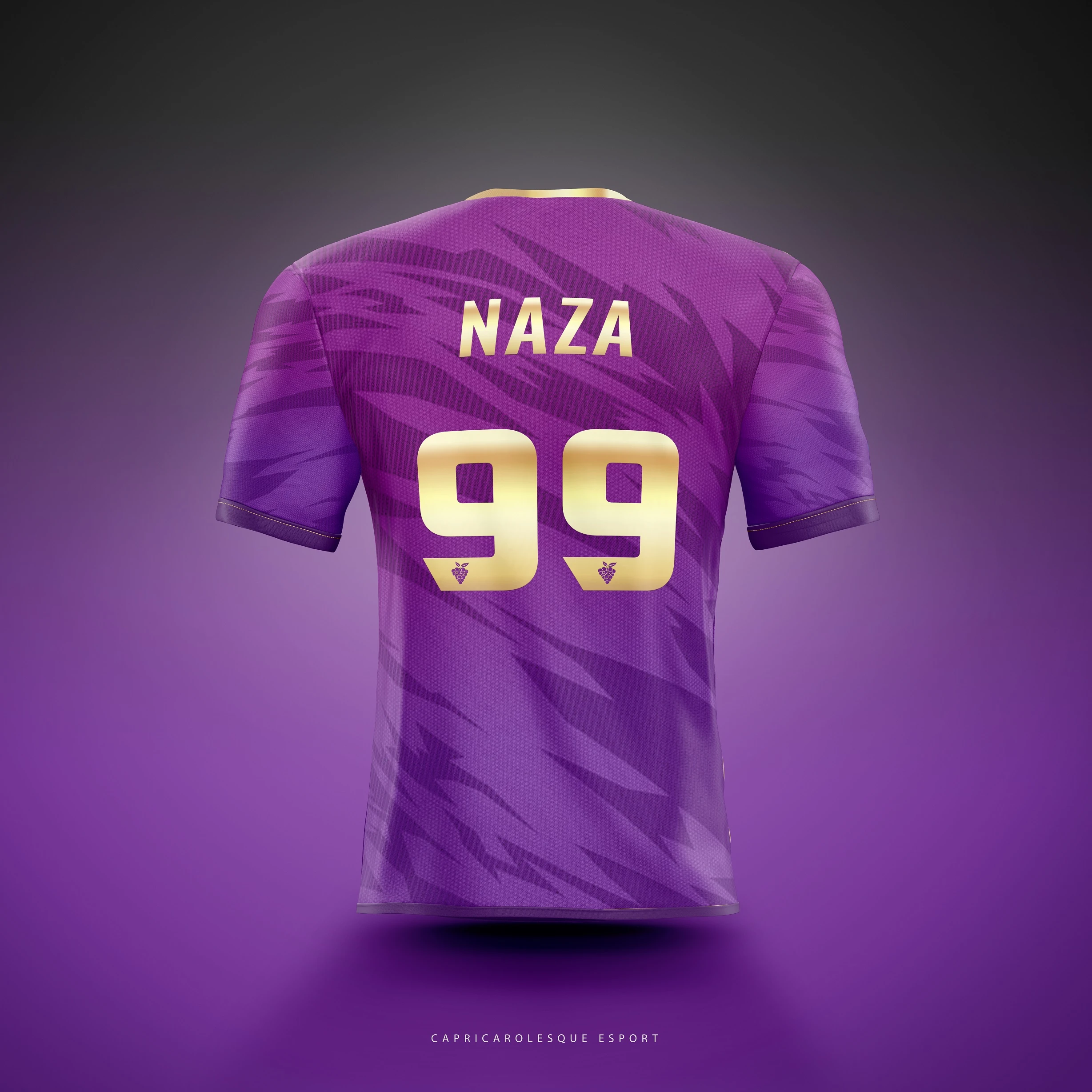 Maquette du dos du maillot, avec le nom Naza et le numéro 99.